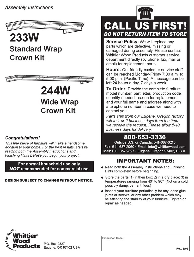 Whittier Wood Products 233W Assembly instructions Whittier Wood Products 233W Assembly instructions