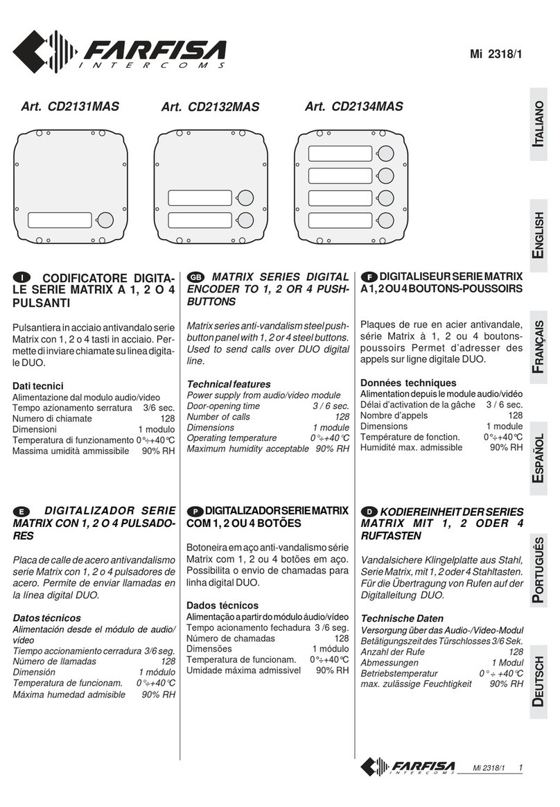 FARFISA INTERCOMS CD2131MAS manual