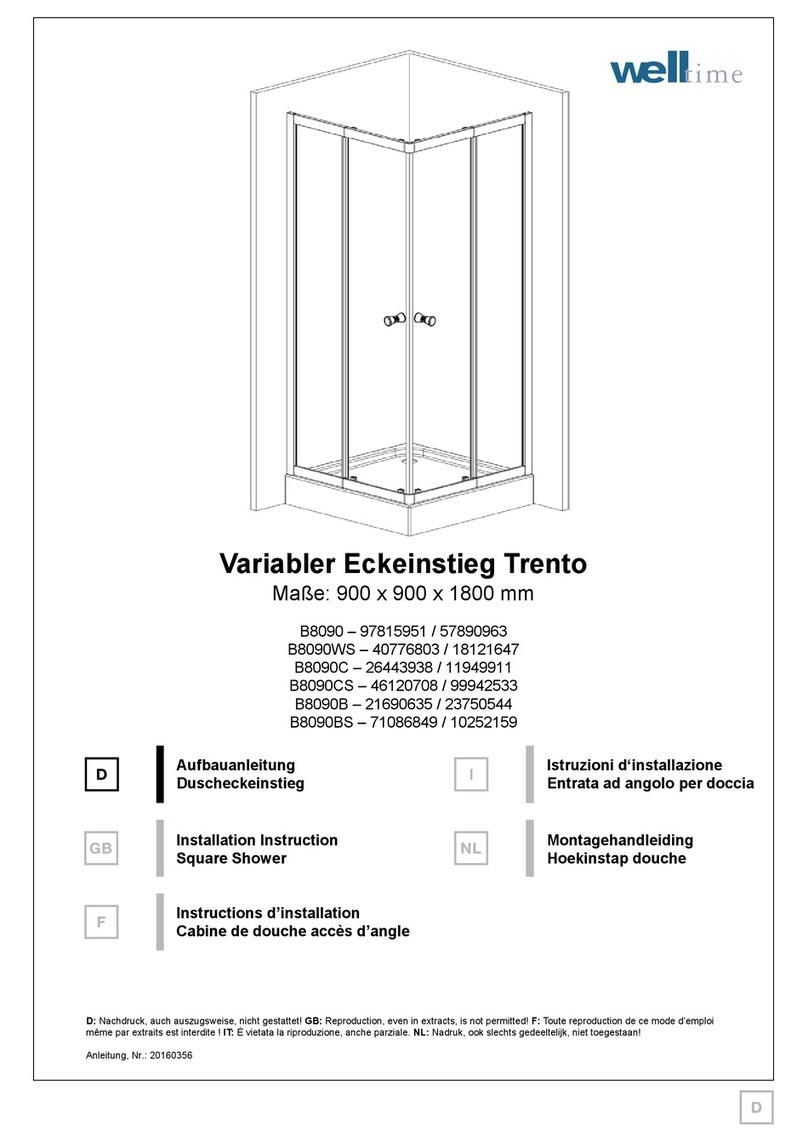 Welltime Variable Entry Shower Trento B8090 Installation instruction Welltime Variable Entry Shower Trento B8090 Installation instruction