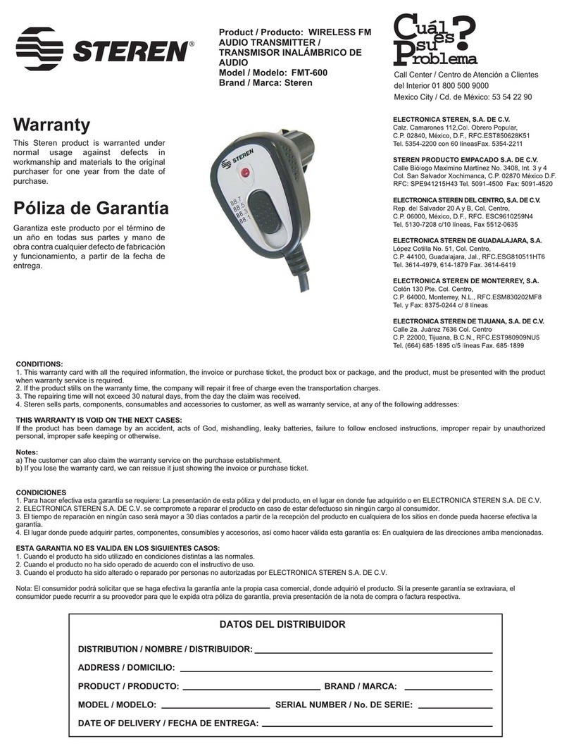 Steren FMT-600 quick start guide
