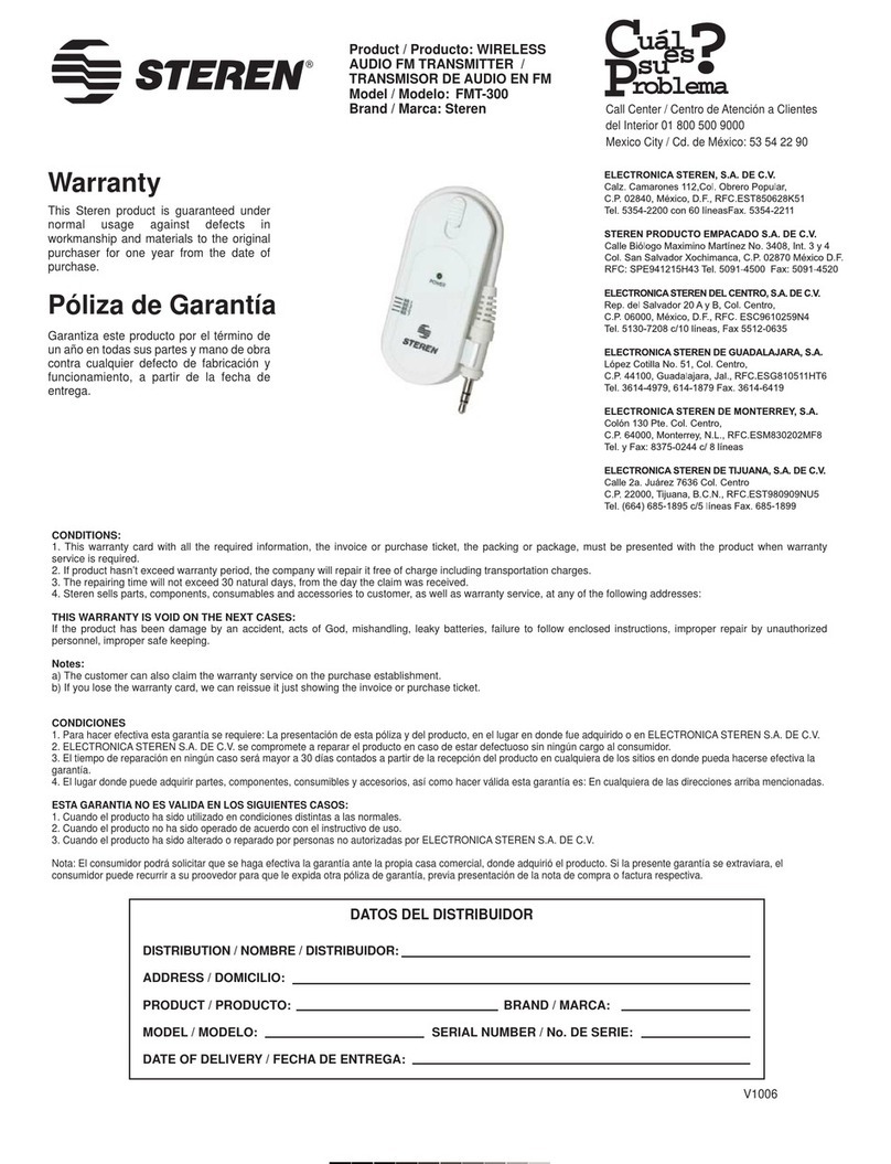 Steren FMT-300 quick start guide
