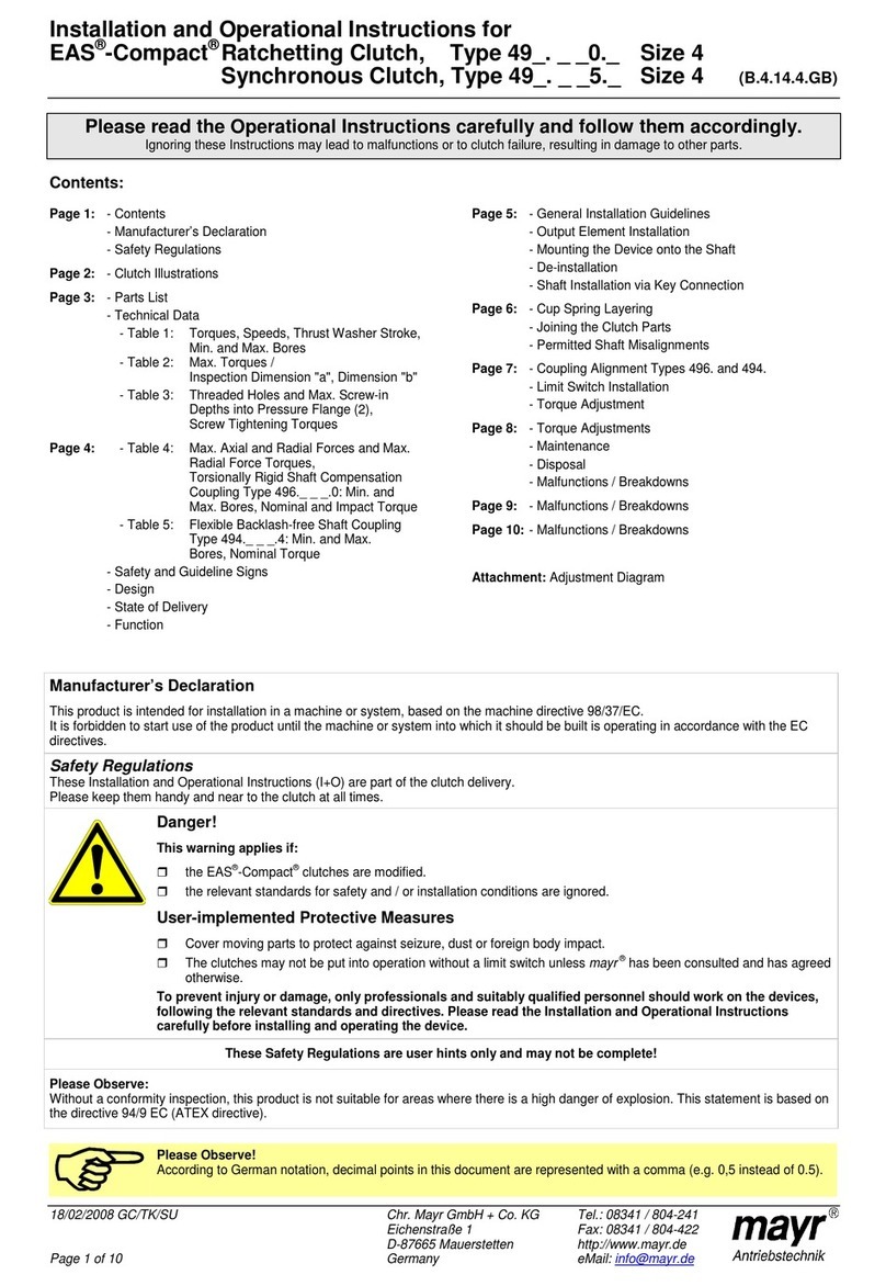 Mayr EAS-Compact 49 Series Installation and operational instructions