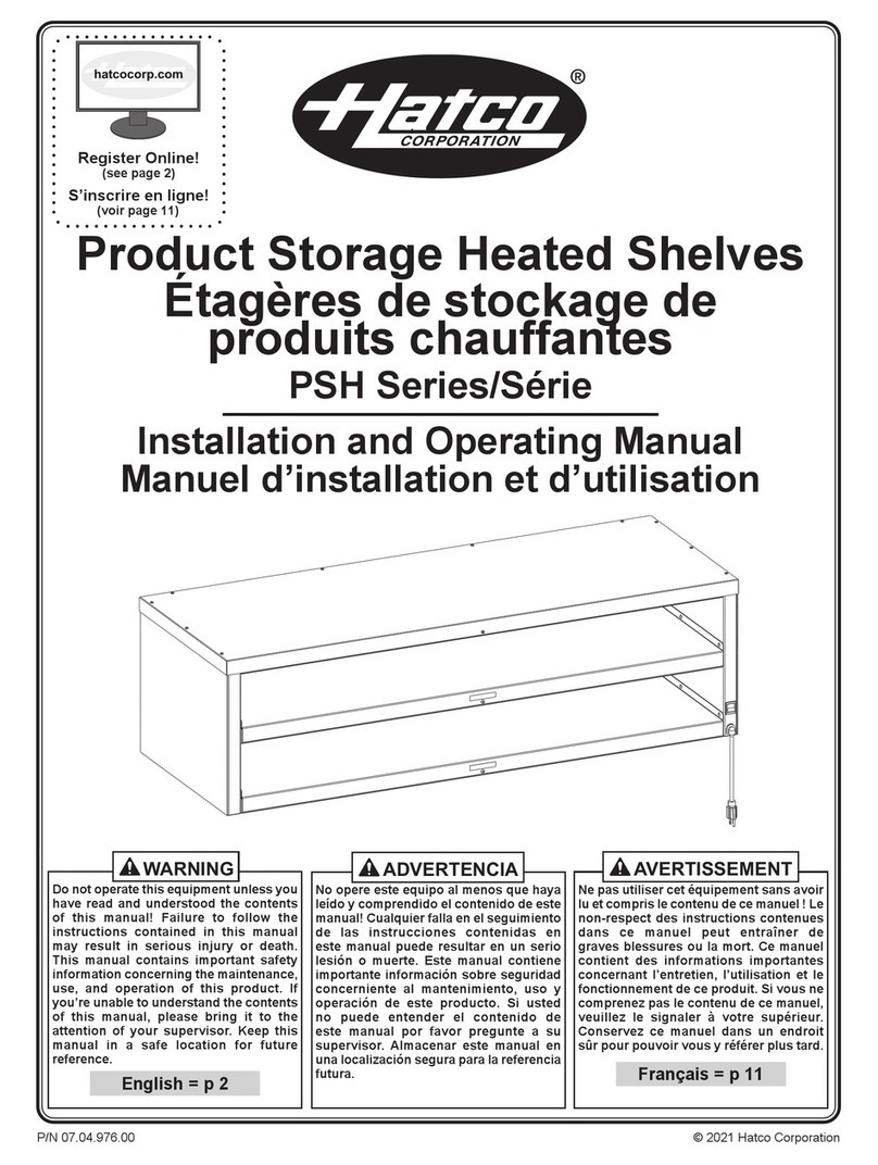Hatco PSH Series Installation and operating manual Hatco PSH Series Installation and operating manual
