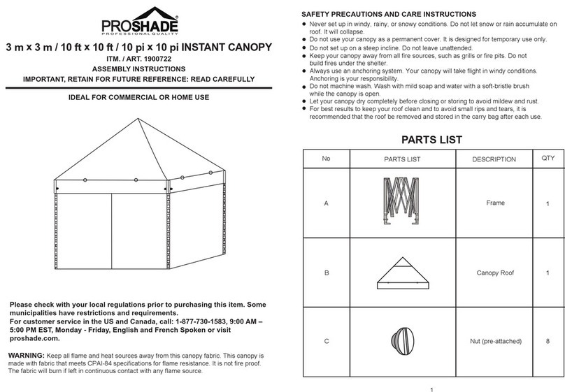 Proshade 1900722 Assembly instructions
