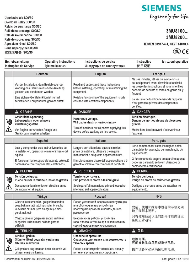 Siemens 3MU8100 Series User manual