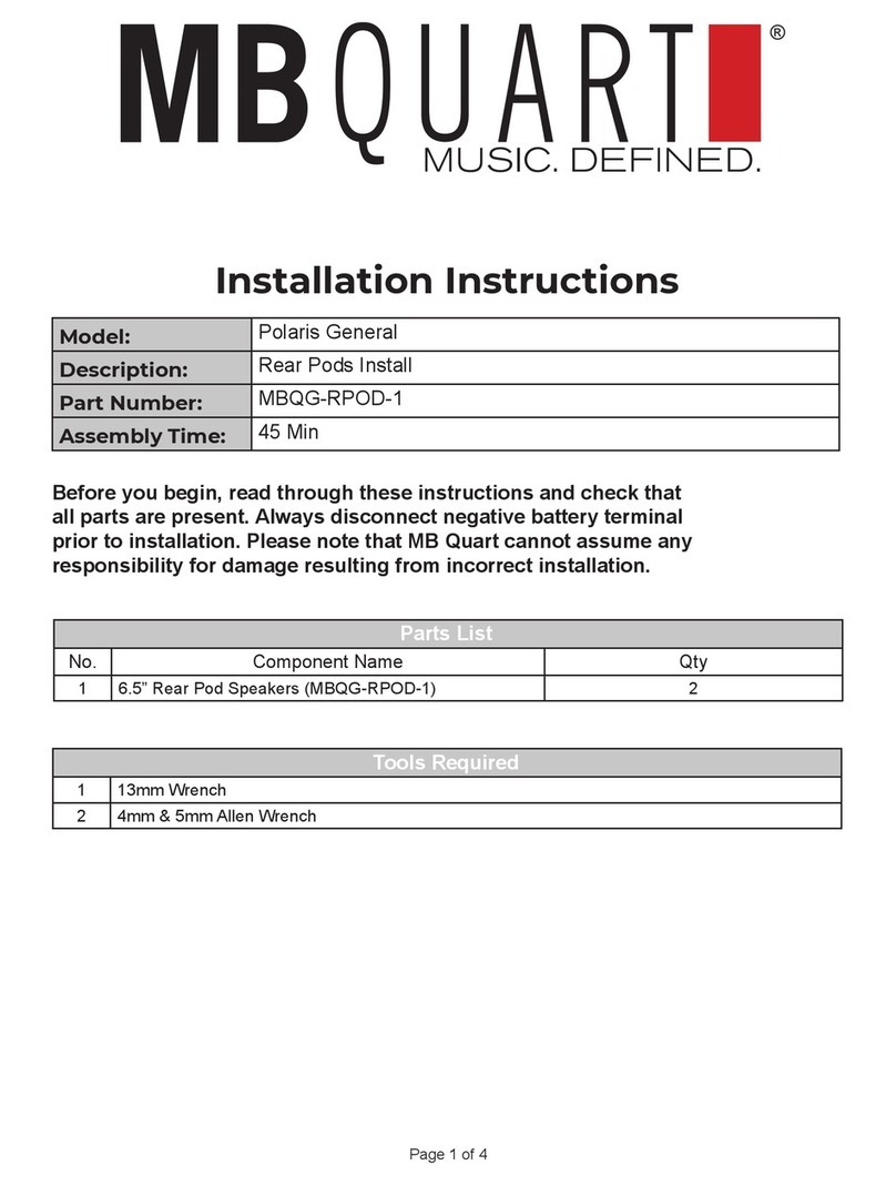 MB QUART Polaris General MBQG-RPOD-1 User manual