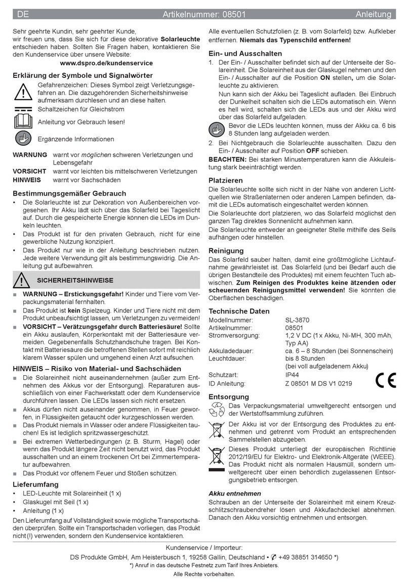 DS Produkte SL-3870 instructions DS Produkte SL-3870 instructions
