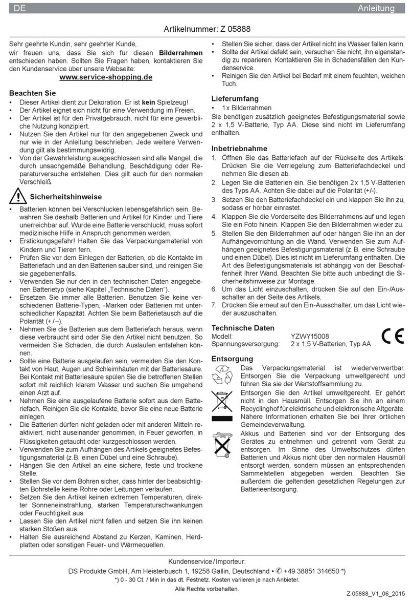 DS Produkte YZWY15008 instructions
