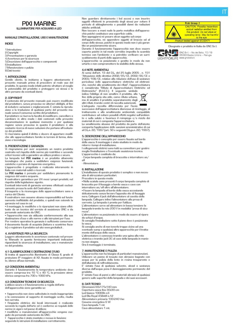 GNC PIXI MARINE Installation, operating and maintenance manual