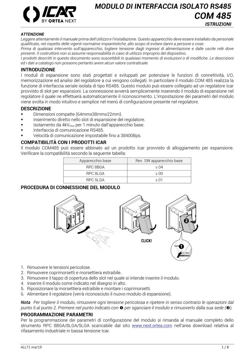 ORTEA NEXT ICAR COM 485 instructions