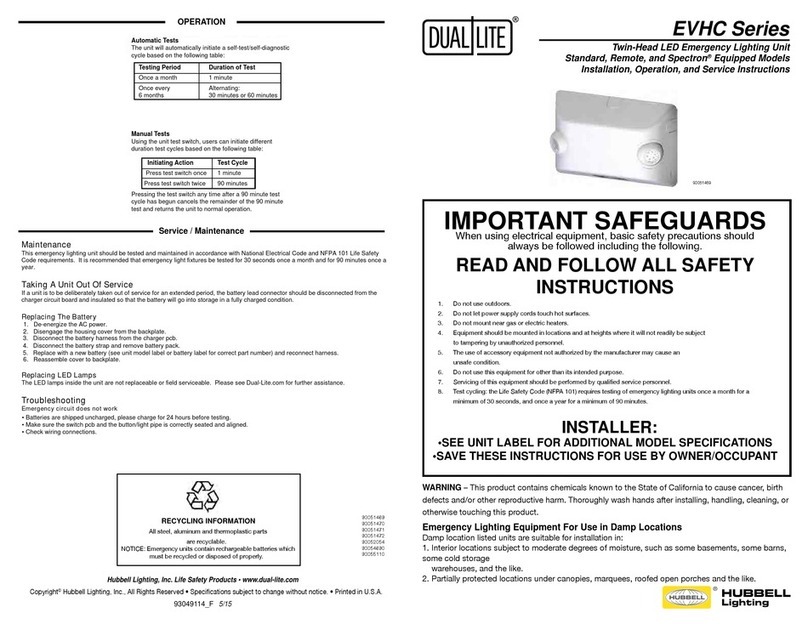 HUBBELL LIGHTING DUAL LITE EVHC Series User manual
