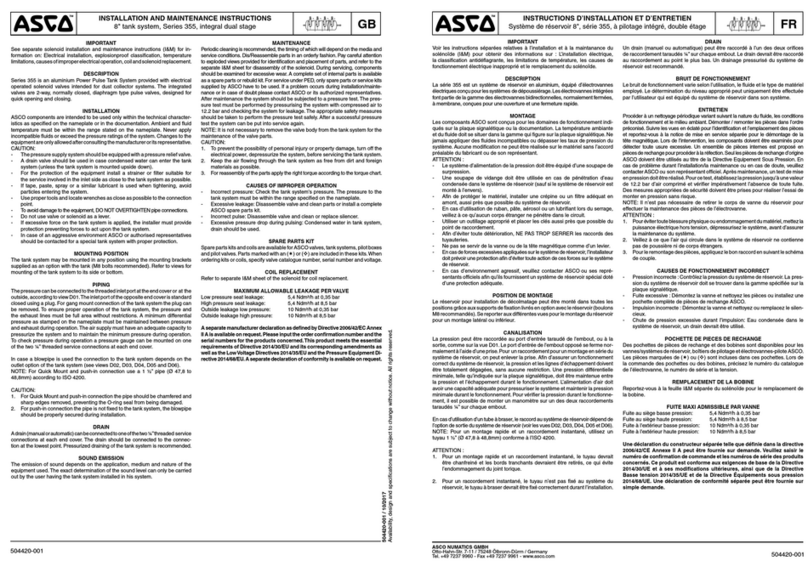 Asco 355 Series Installation and maintenance instructions
