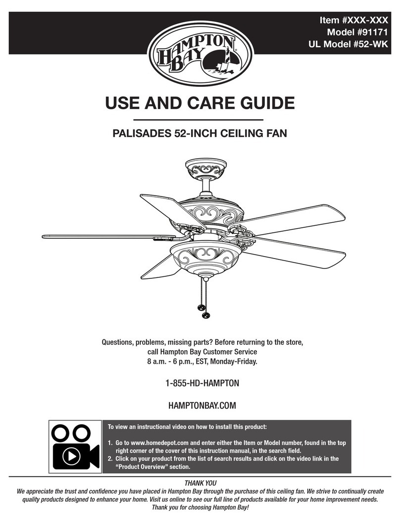HAMPTON BAY 91171 Use and care guide