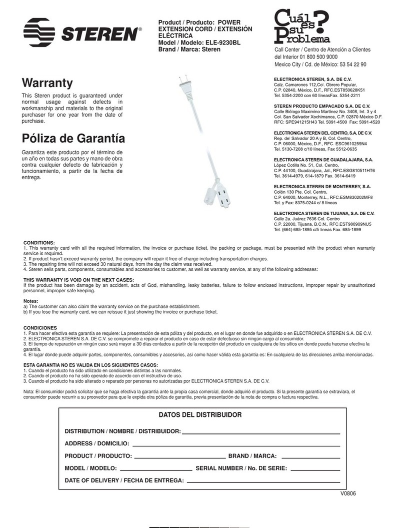 Steren ELE-9230BL quick start guide