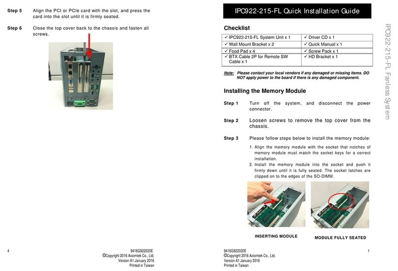 AXIOMTEK IPC922-215-FL Quick installation guide