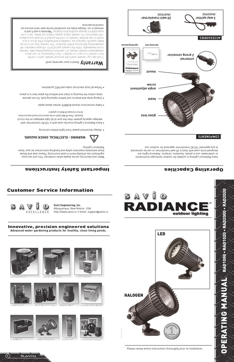 Savio RADIANCE RAD1000 operating manual