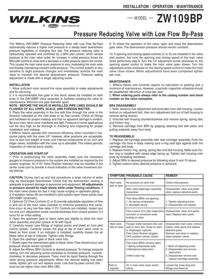 ZURN Wilkins ZW109BP Owner's manual
