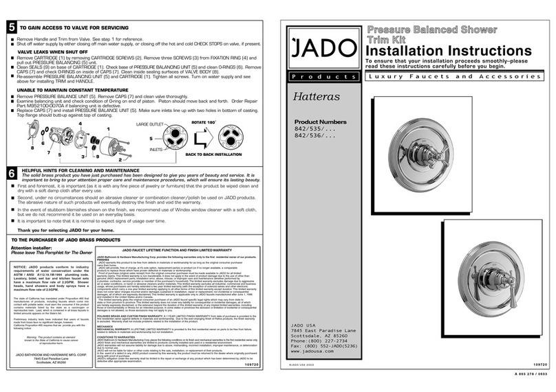 JADO Hatteras 842/535 Series User manual
