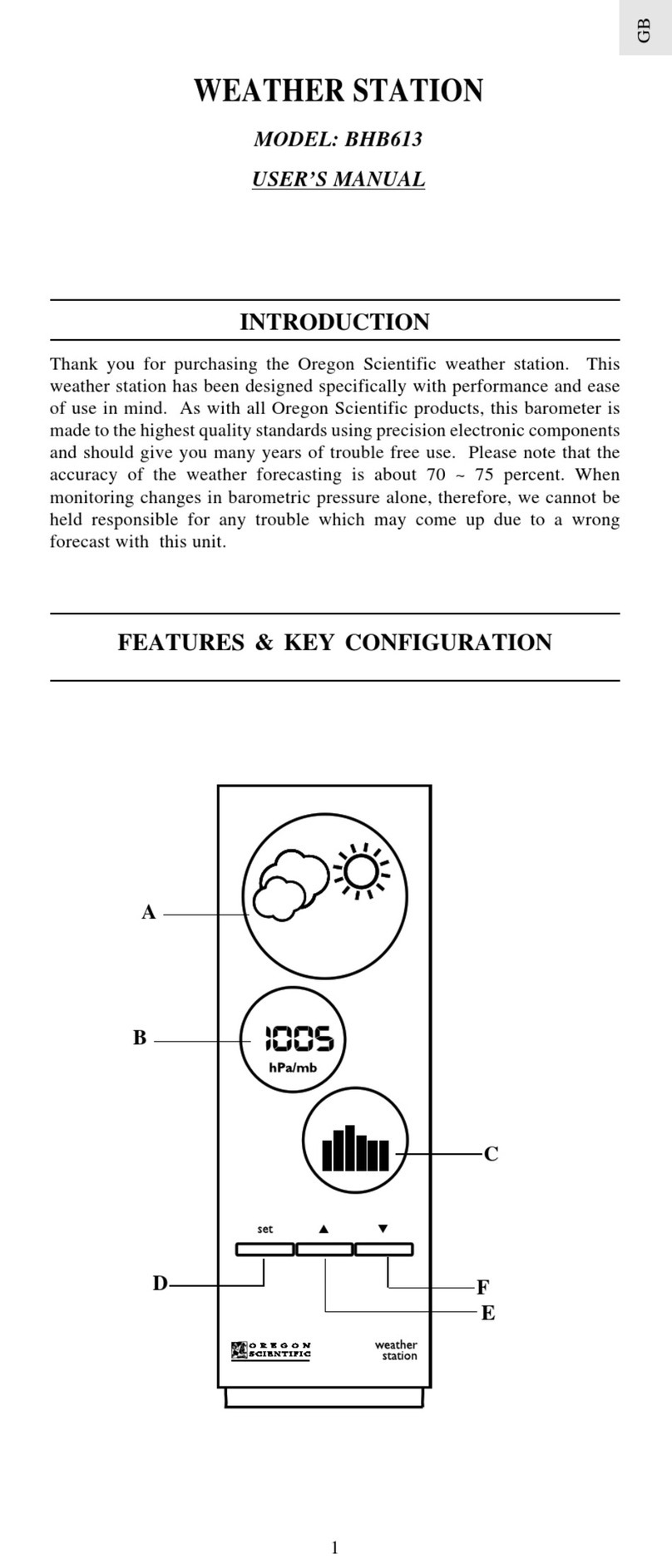 Oregon Scientific BHB613 user manual