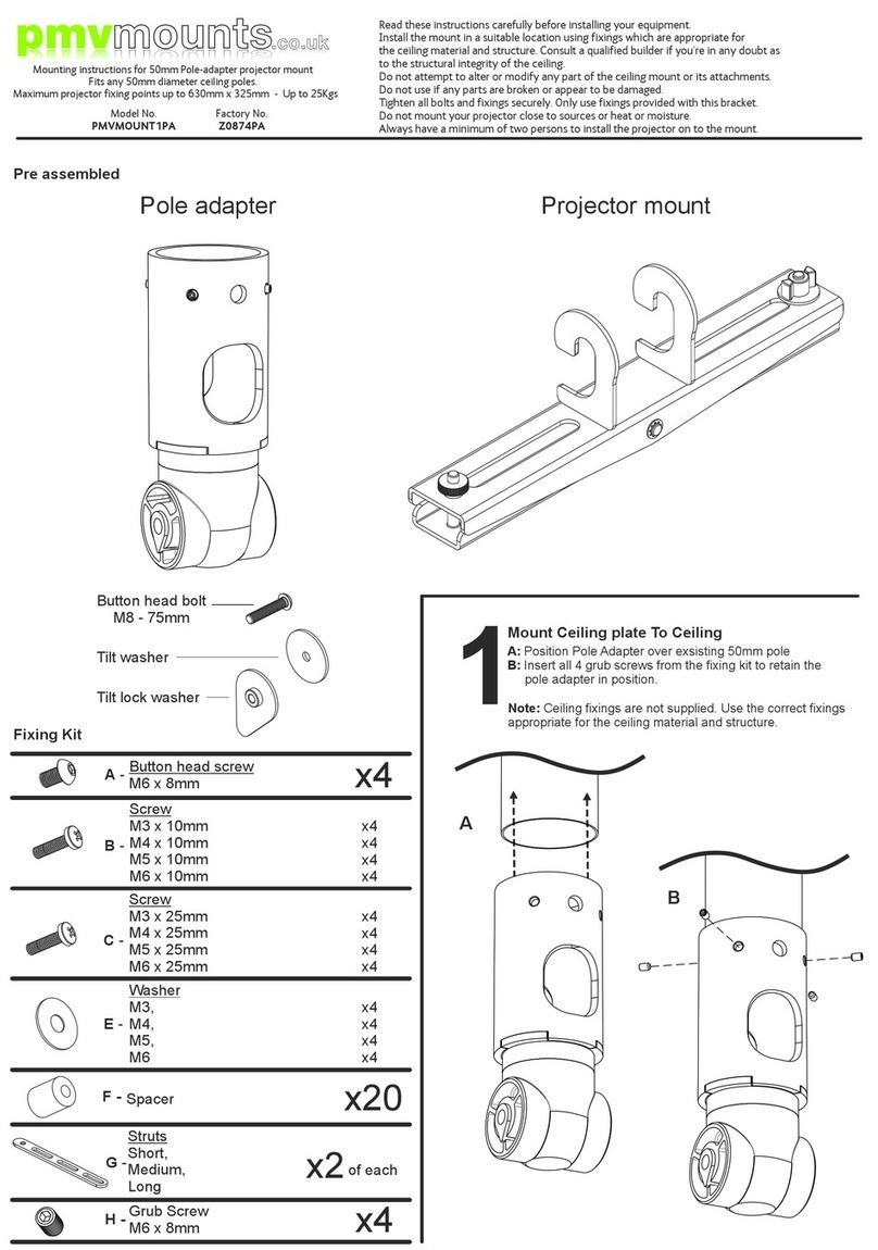 PMV Mounts PMVMOUNT1PA Mounting instructions