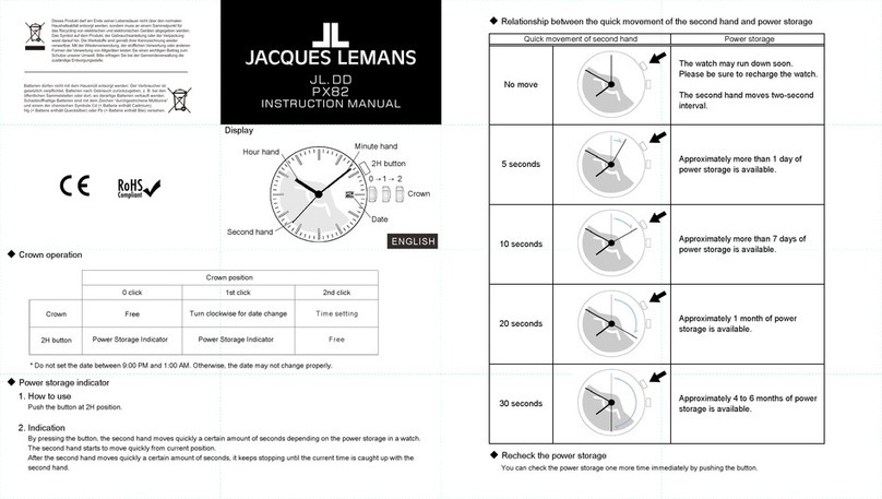 Jacques Lemans PX82 instruction manual
