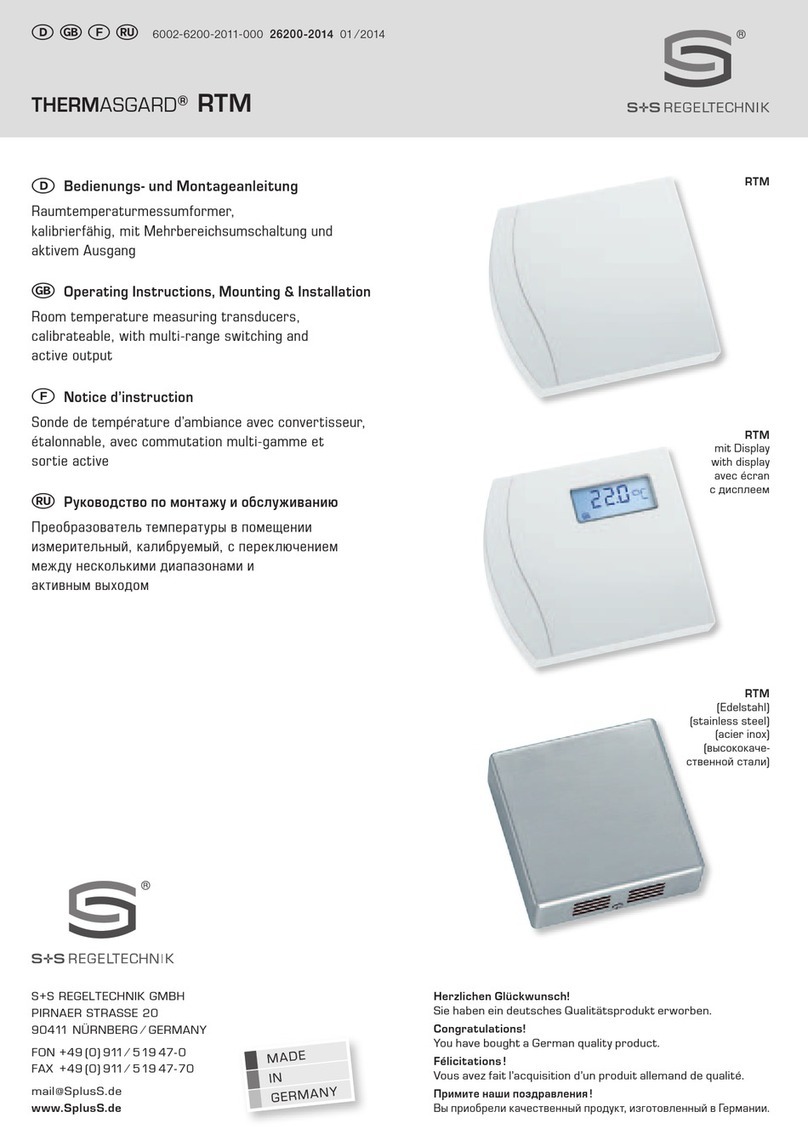 S+S Regeltechnik THERMASGARD RTM1-U Operating Instructions, Mounting & Installation