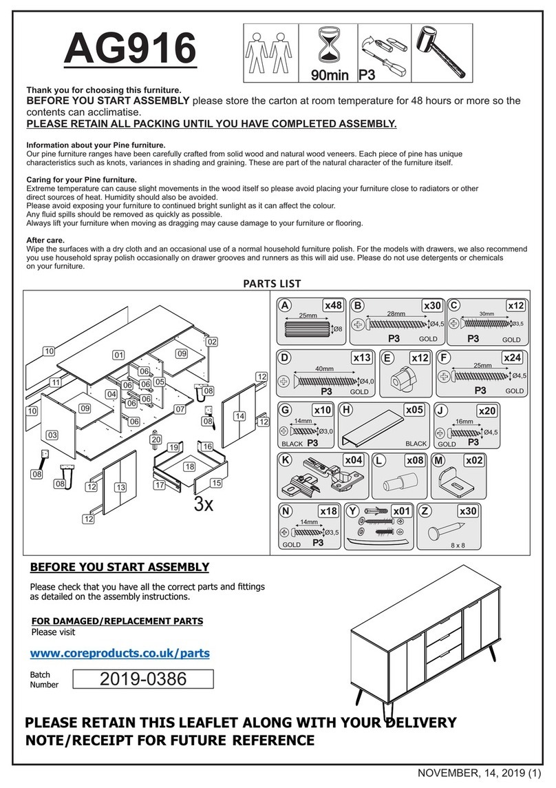 Core Products Augusta AG916 Assembly instructions