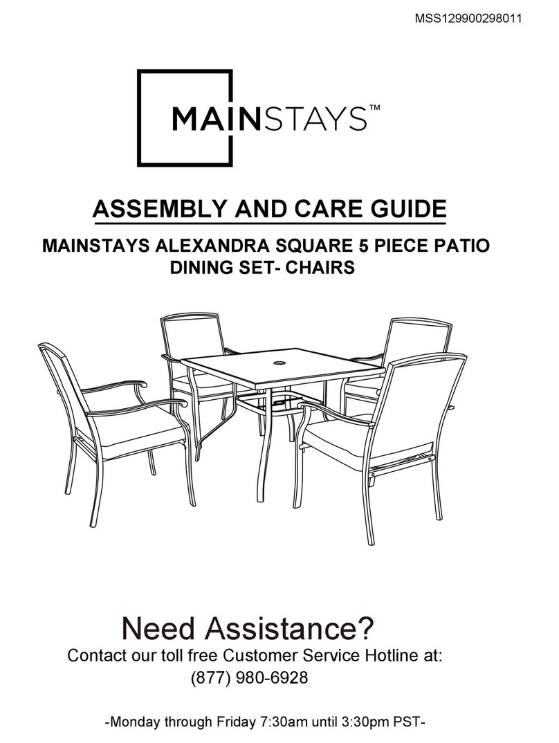 Mainstays ALEXANDRA SQUARE 5 PIECE PATIO DINING SET Assembly and Care Guide