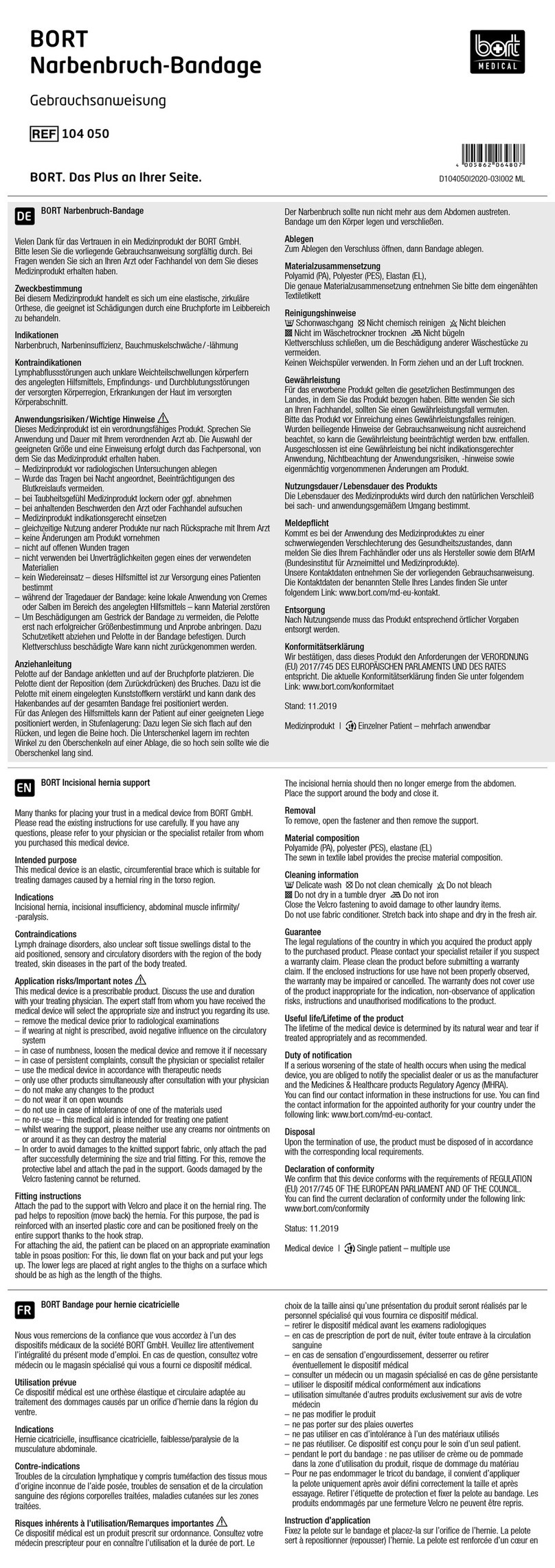 bort medical 104 050 quick guide