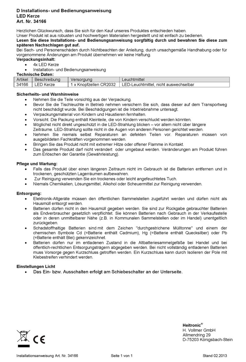 Heitronic 34166 Installation and operating instructions
