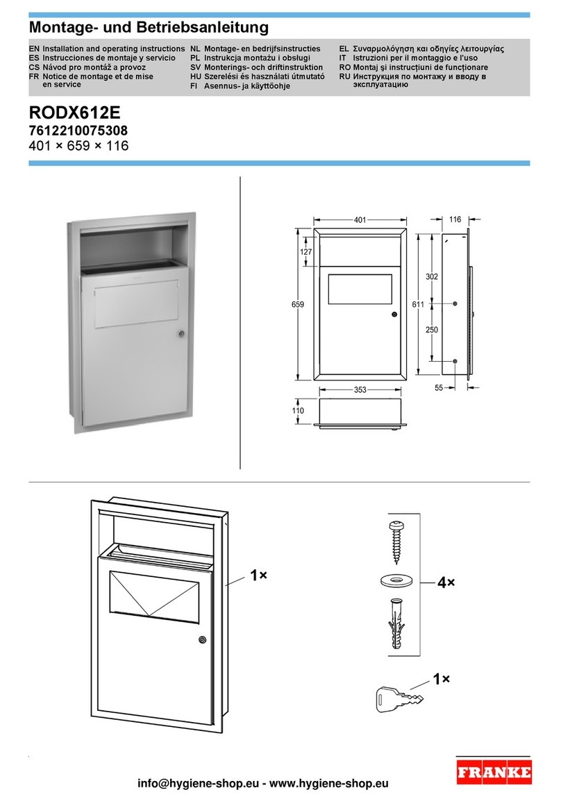 Franke RODX612E Installation and operating instructions