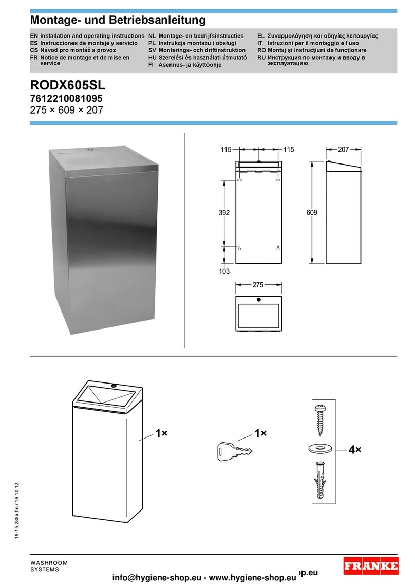 Franke RODAN RODX605SL Installation and operating instructions