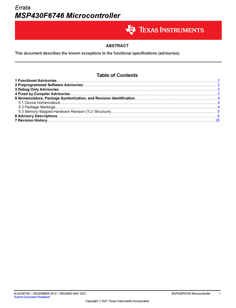Texas Instruments Errata MSP430F6746 User manual