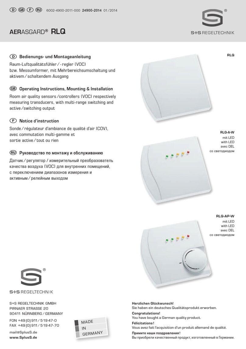 S+S Regeltechnik AERASGARD RLQ Operating Instructions, Mounting & Installation