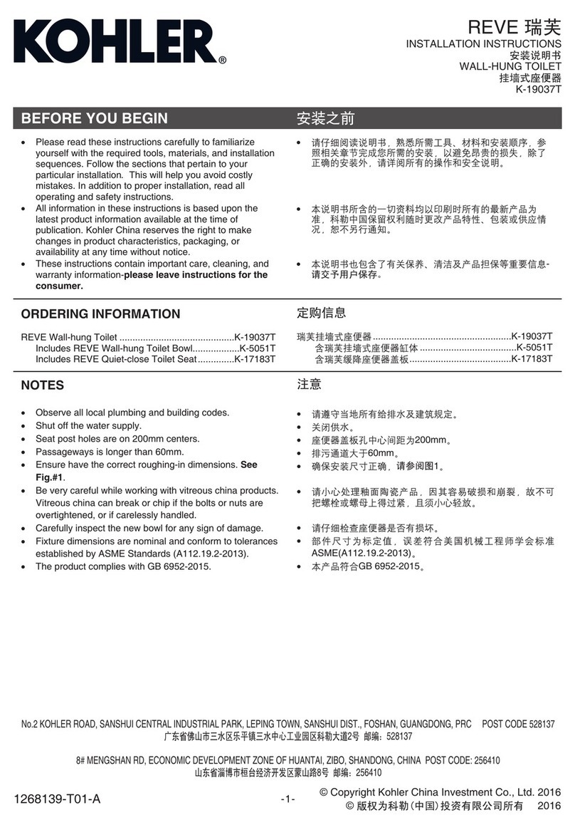 Kohler K-19037T User manual