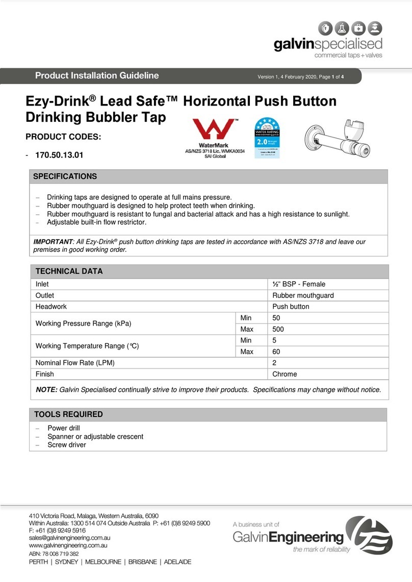 Galvin Specialised Ezy-Drink Lead Safe 170.50.13.01 Product installation guideline