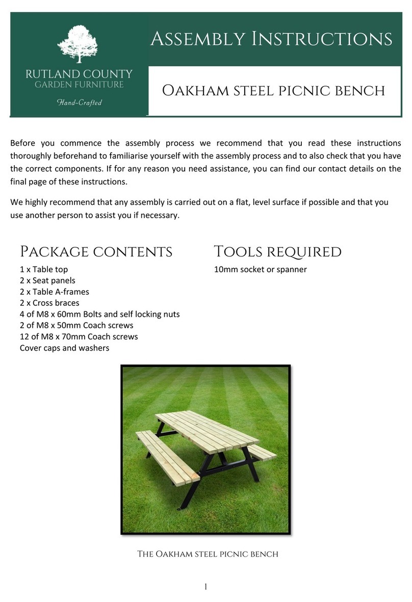 Rutland County Garden Furniture Oakham steel picnic bench Assembly instructions