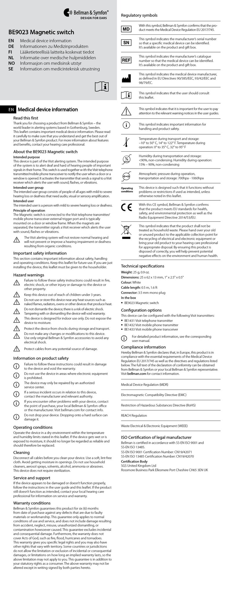 Bellman & Symfon BE9023 Application guide