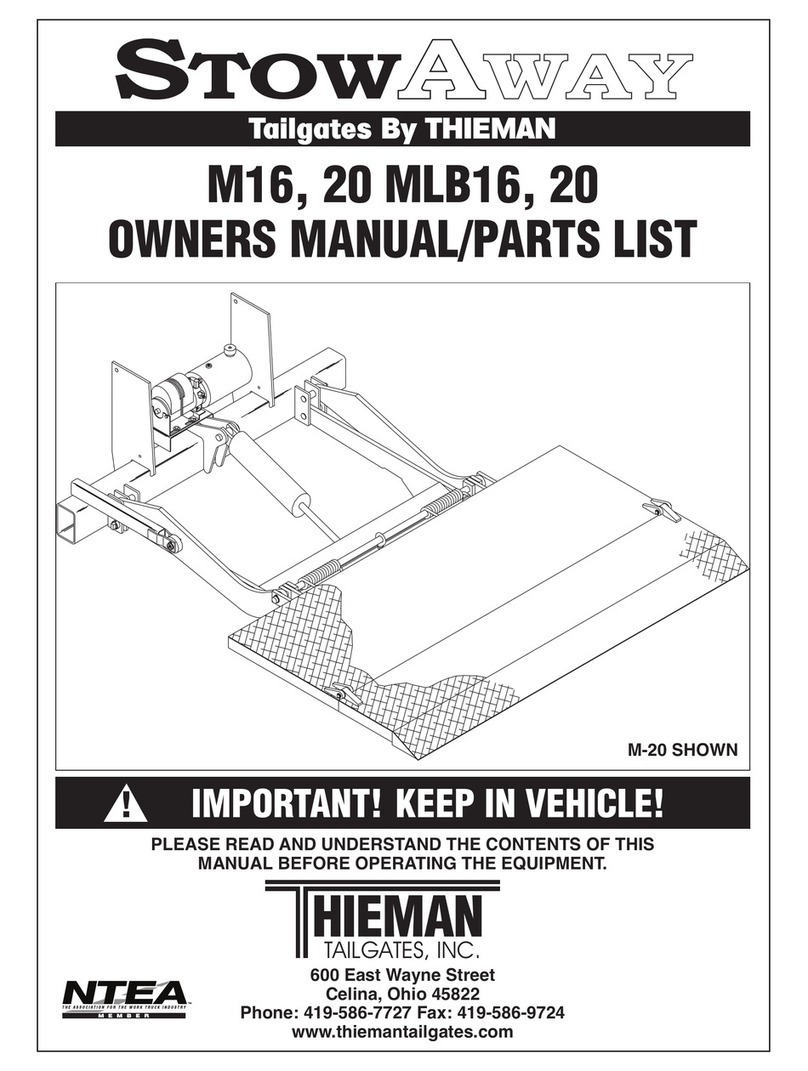 THIEMAN Tailgates M16 Owner's manual & parts list