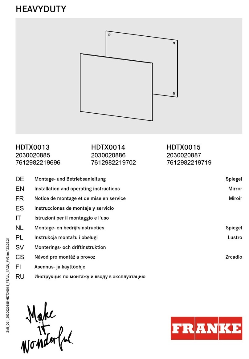 Franke HDTX0013 Installation and operating instructions Franke HDTX0013 Installation and operating instructions