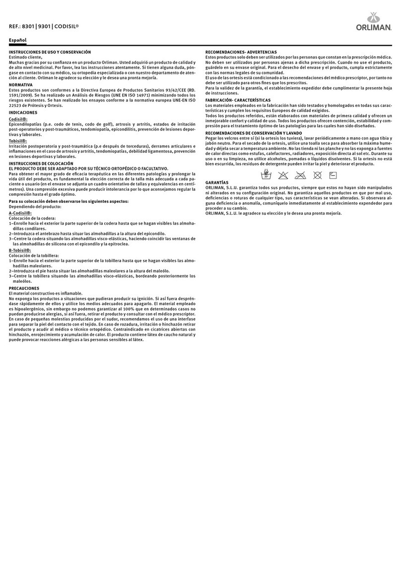 Orliman CODISIL 8301 INSTRUCTIONS FOR USE AND PRESERVATION
