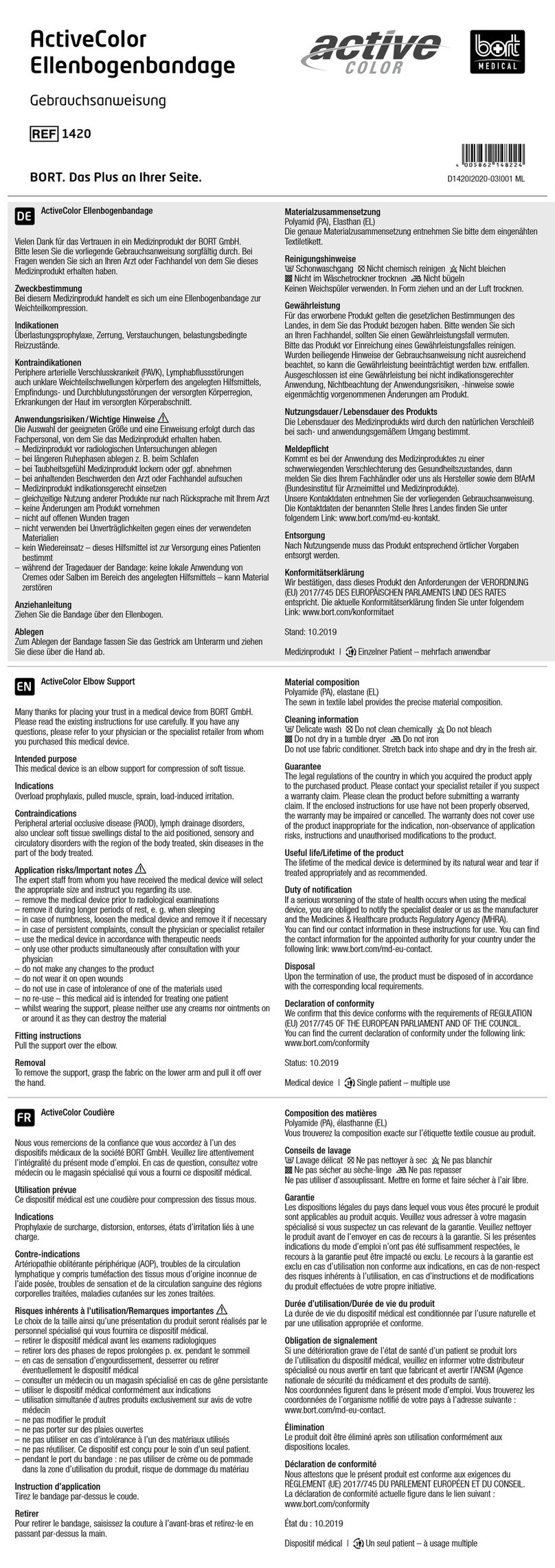 bort medical ActiveColor quick guide