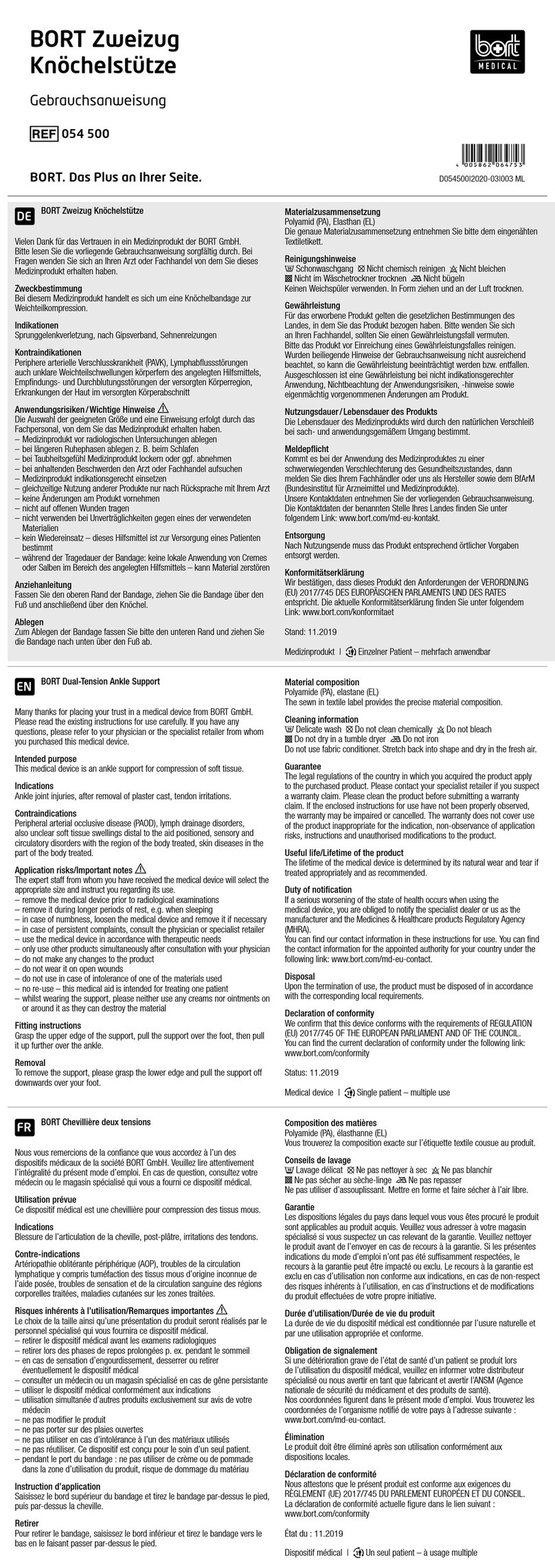 bort medical 054 500 quick guide