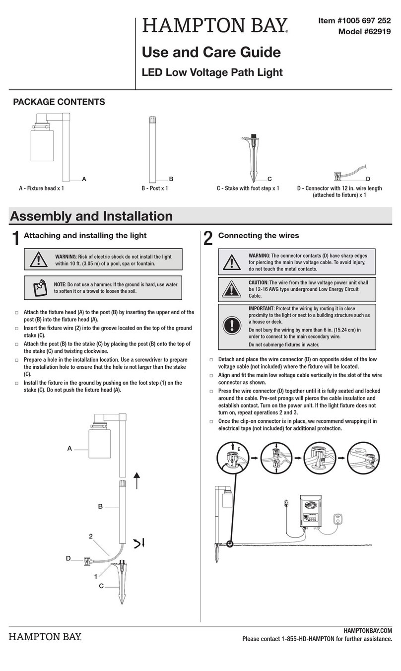 HAMPTON BAY 62919 Use and care guide