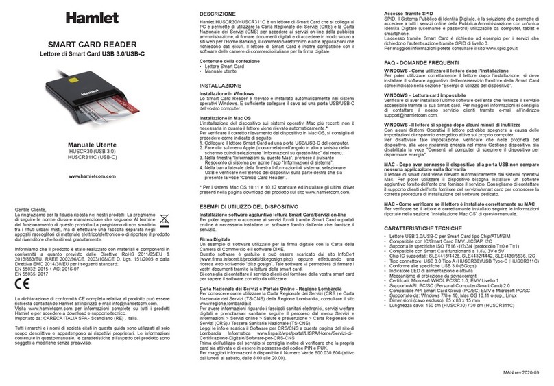 Hamlet HUSCR30 user manual