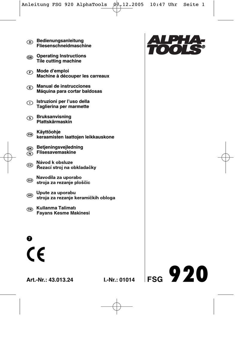 Alpha tools FSG 920 operating instructions