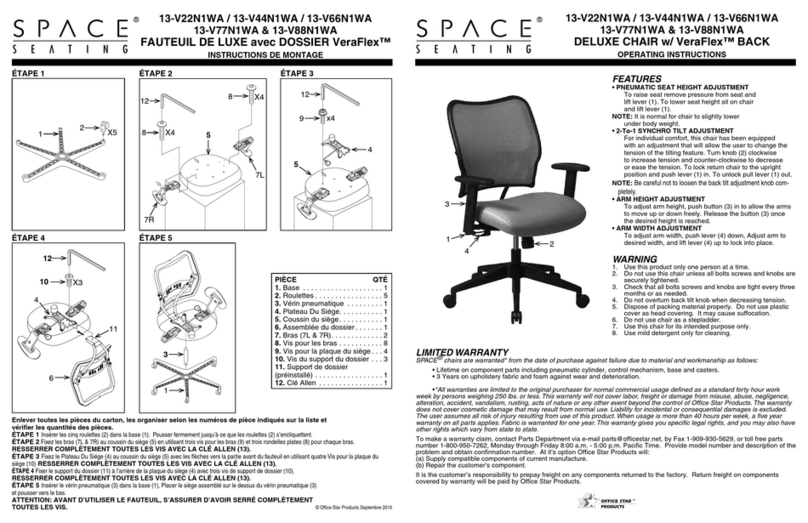 Office Star Products Space Seating 13-V22N1WA User manual