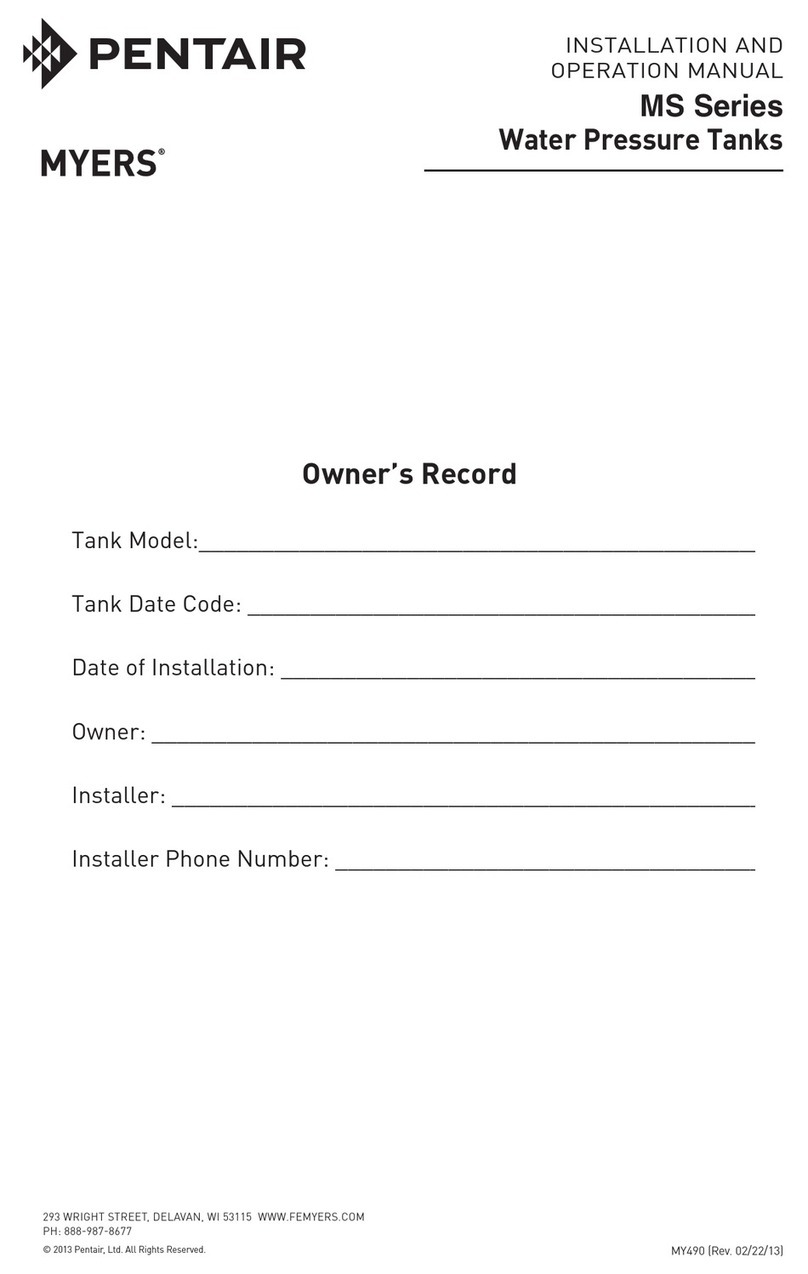 Pentair Myers MS Series Installation and operation manual