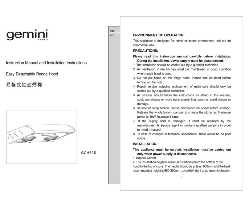 Gemini GCH70S Instruction manual and installation instructions
