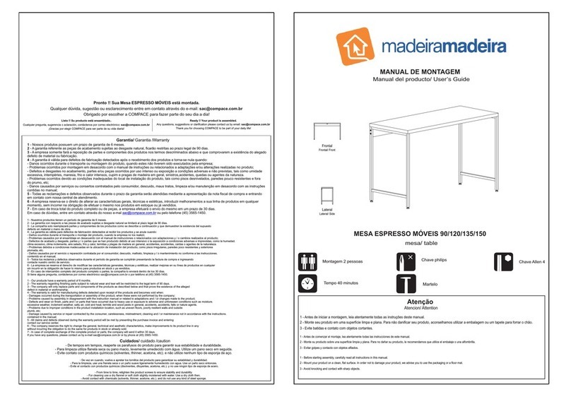 Madeira ESPRESSO MOVEIS 90 Assembly instructions Madeira ESPRESSO MOVEIS 90 Assembly instructions